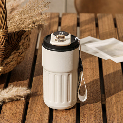 Smart Digital Thermal Bottle – 450ml Stainless Steel Insulated Mug Fog White Black 450ml Infinite Avenue