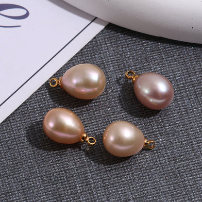 Natural Freshwater Pearl Half Hole Bead Strong Light Rice-shaped Pearl Pendant Parts Infinite Avenue