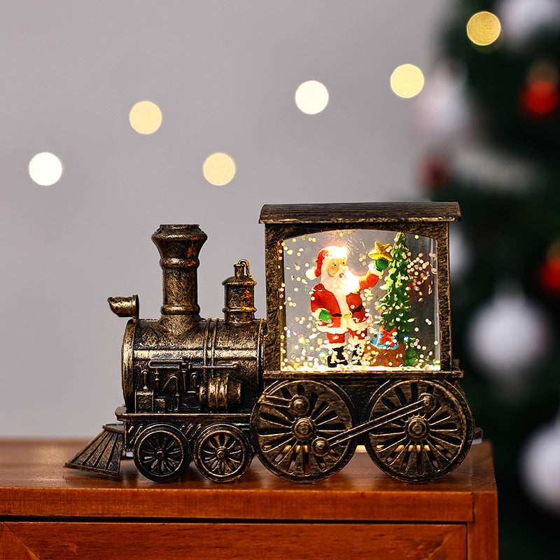 Christmas Train Night Lamp – Gift Decoration Little Train Old Man Tree Infinite Avenue