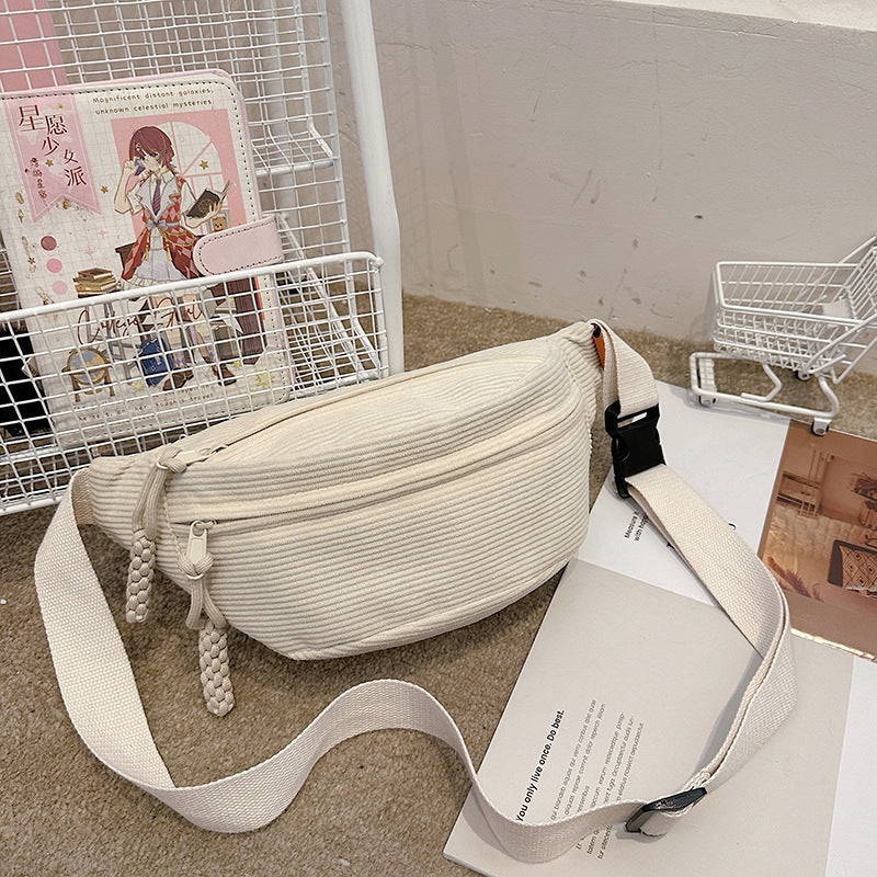 Korean Preppy Style Casual Crossbody Shoulder Bag Striped Minimalist Ins White Infinite Avenue