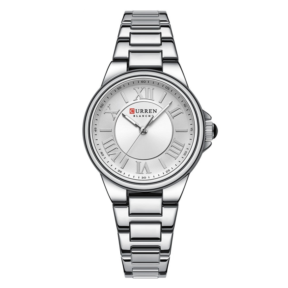 Women's Fashion Clock Steel Belt Watch White Shell White Infinite Avenue