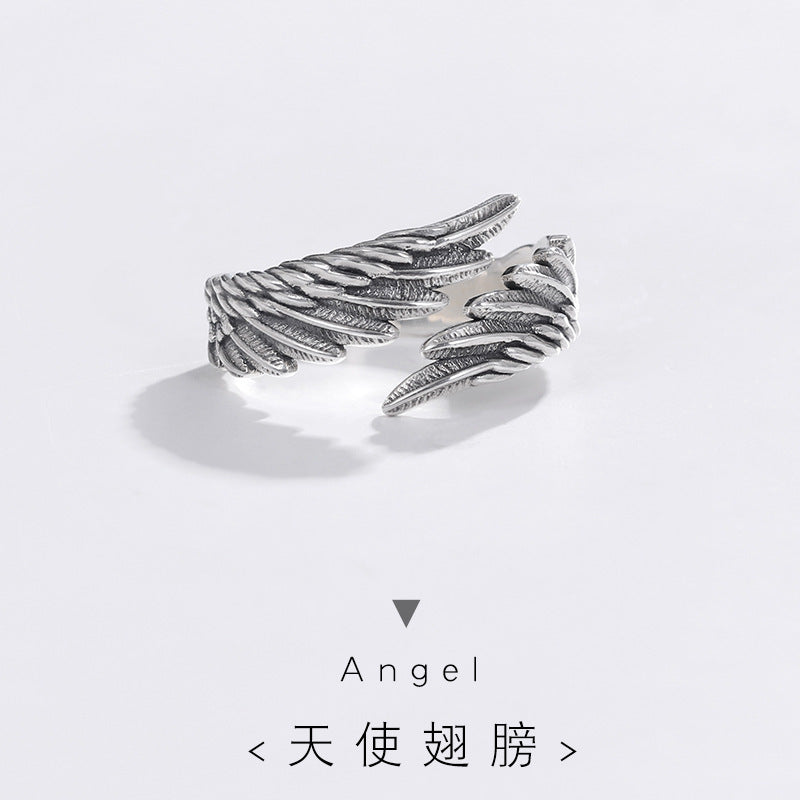 Angel Wings 925 Ring Thai Silver TJ204 Vintage Ring Adjustable Opening Infinite Avenue