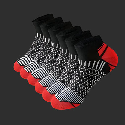 Men's Breathable Running & Basketball Ankle Socks Black and Red 10Pairs Infinite Avenue