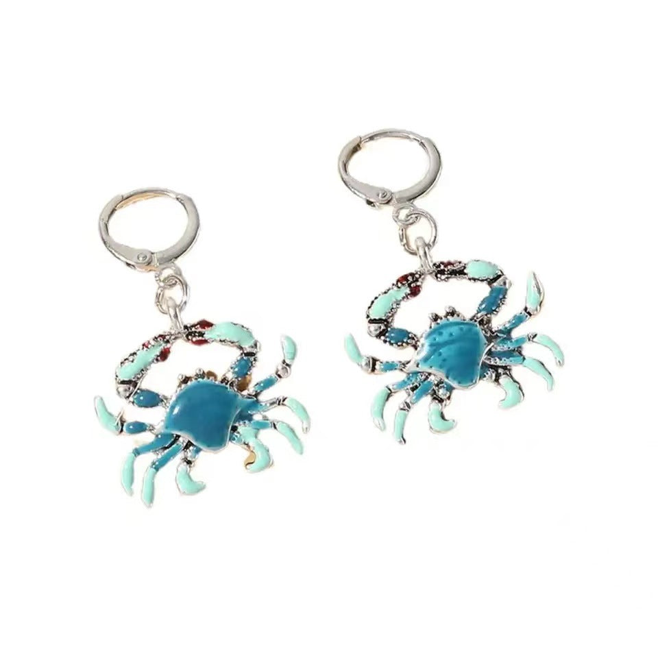 Women Earrings Elegant Crab Shape Earrings Glossy Metal Dangle Earring Crab Shape Drop Earring Party Hook Earrings Jewelry One pair Infinite Avenue