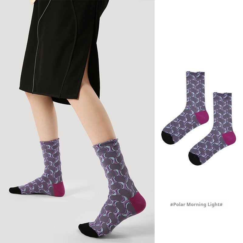 Vintage Court Style Mid-Length Socks Polar Morning Light Average Size Infinite Avenue