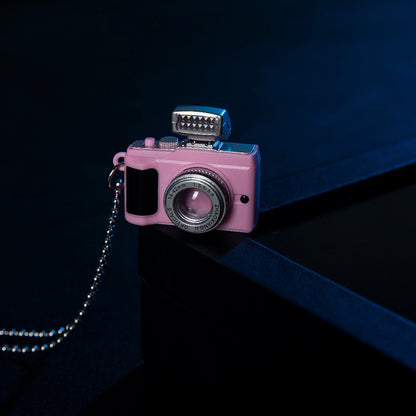 Luminous Small Camera Ball Titanium Steel Necklace Can Sound Pink camera Infinite Avenue