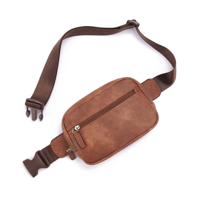 PU Leather Waist Bag – Adjustable Shoulder Strap Light Brown Infinite Avenue