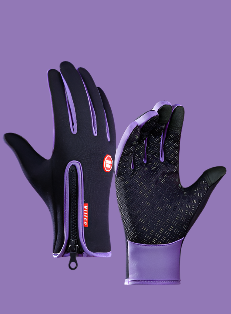 Winter Touchscreen Motorcycle Gloves – Waterproof & Fleece-Lined Purple Infinite Avenue