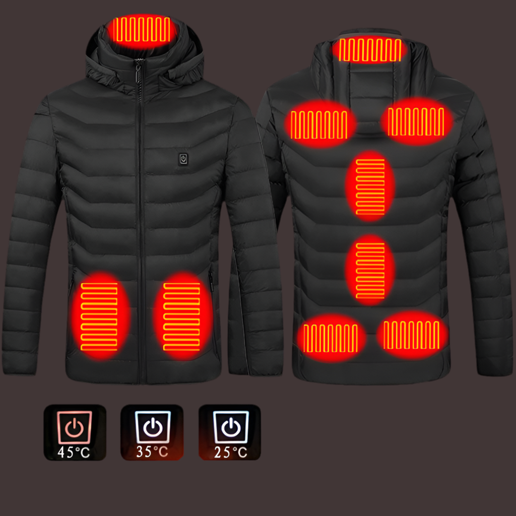 Men’s USB Heated Jacket – Thermal Cotton Coat for Winter Black Zone9 Infinite Avenue