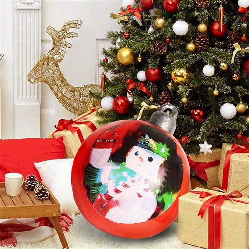 60CM Inflatable PVC Christmas Ball – Outdoor Tree Ornament Double Sided Red Snowman 1PC 60cm Infinite Avenue