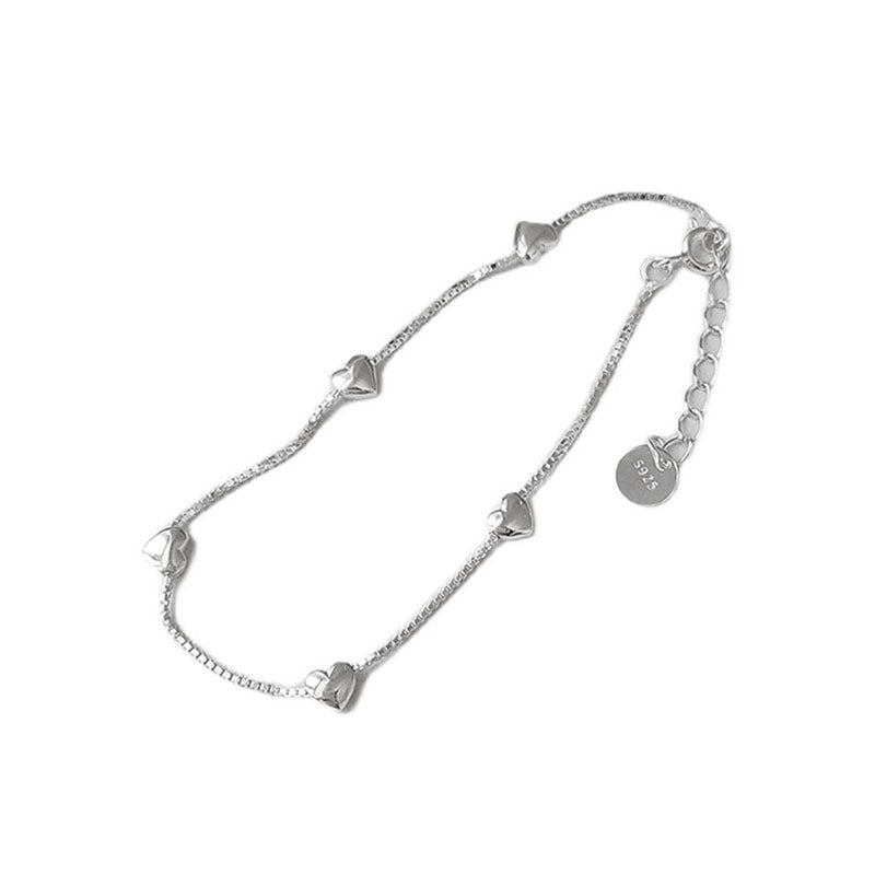 S925 Loving Heart In Sterling Silver Bracelet Female Ins Mori Sweet Temperament Infinite Avenue