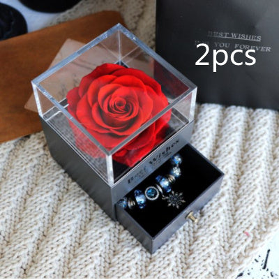 Eternal Flower Rose Jewelry Box for Birthday Presents Valentines Day Wedding Gift Red2pcs Infinite Avenue