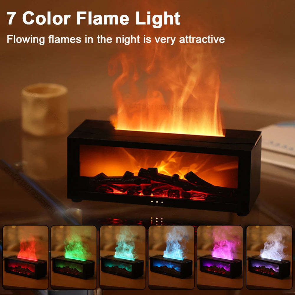 New Flame Aromatherapy Machine Colorful Essential Oil Diffuser Home Large Fog Volume Flame Humidifier 3D Flame Fireplace Machine Infinite Avenue