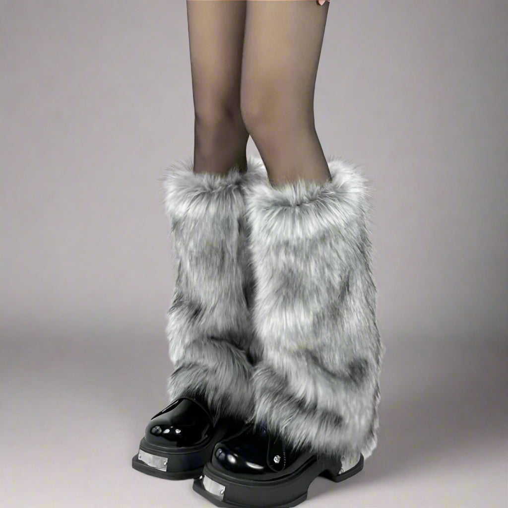 Fur Boot Covers with Short Grass Fur Foot Socks Infinite Avenue