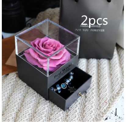 Eternal Flower Rose Jewelry Box for Birthday Presents Valentines Day Wedding Gift Purple pink2pcs Infinite Avenue