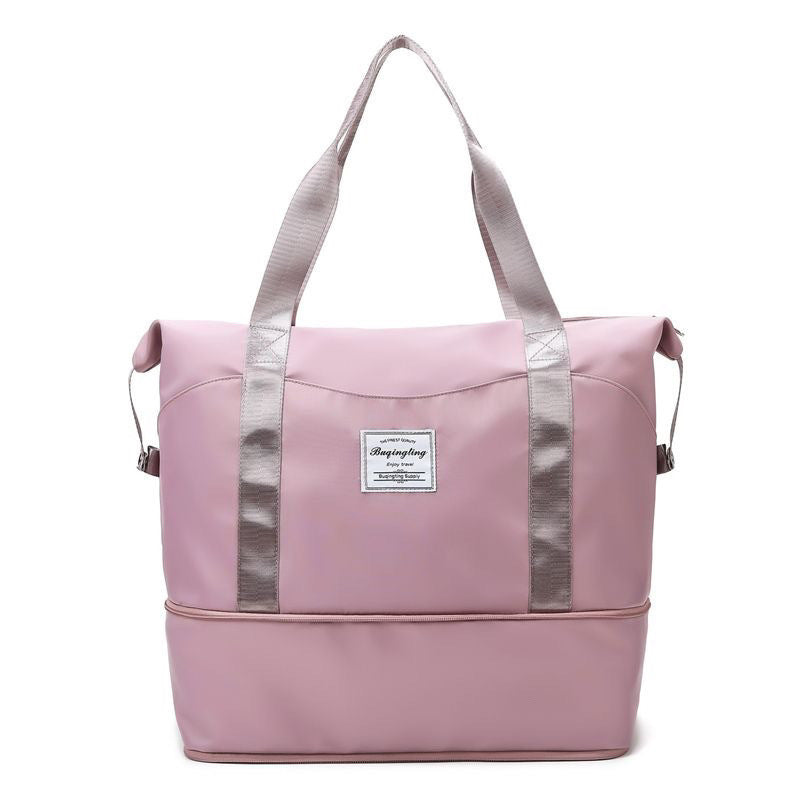 Travel Bag Large Capacity Wet And Dry Isolation Maternity Package Good-looking Handbag Lightweight And Wear-resistant Travel Outside Lotus Pink Infinite Avenue