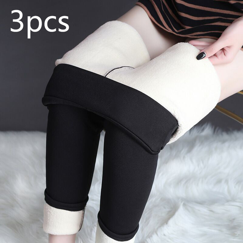 Winter Leggings Warm Thick High Stretch Lamb Cashmere Leggins Skinny Fitness Woman Pants Black 3pcs Infinite Avenue