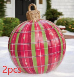 60CM Inflatable PVC Christmas Ball – Outdoor Tree Ornament Red grids 2PCS 60cm Infinite Avenue