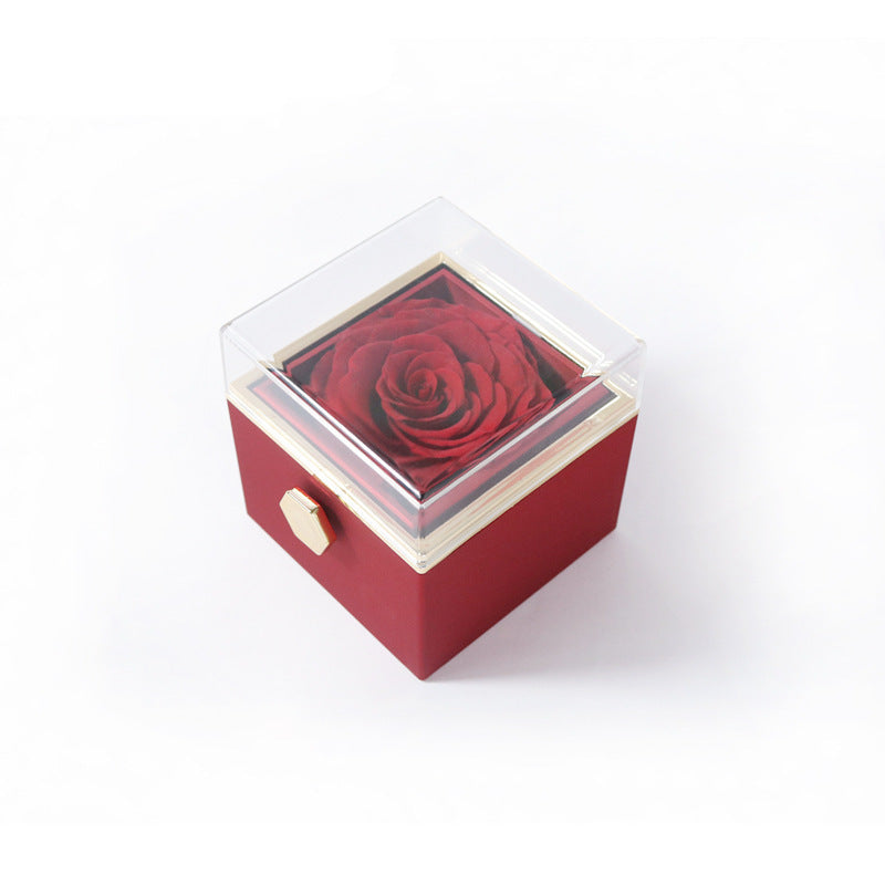 Fashion Acrylic Rotating Rose Jewelry Box Chinese Red Infinite Avenue