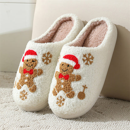 Women’s Christmas Gingerbread Slippers – Fuzzy Non-Slip House Shoes Gingerbread Man Infinite Avenue