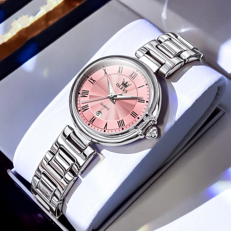 Scale Quartz Luminous Waterproof Sheet Calendar Women's Watch Pink Infinite Avenue