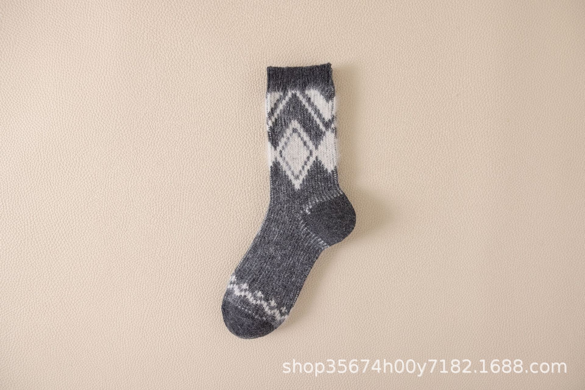 Autumn & Winter Mid-Calf Thick Knit Women's Socks 5 Dark Gray Infinite Avenue