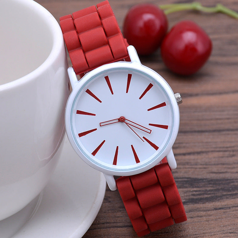 Classic Ultra-thin Silicone Watch Female Student Wine Red Infinite Avenue