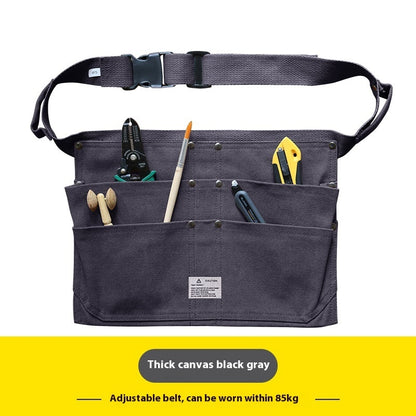 Multi-pocket Kit Apron Female Gardening Practical Carpenter Electrician Mechanic Male Apron Thick Canvas Black And Gray Infinite Avenue