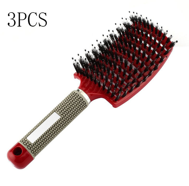 Hairbrush Anti Klit Brushy Haarborstel Women Detangler Hair Brush Bristle Nylon Scalp Massage Teaser Hair Brush Comb Red Brush 3pcs Infinite Avenue