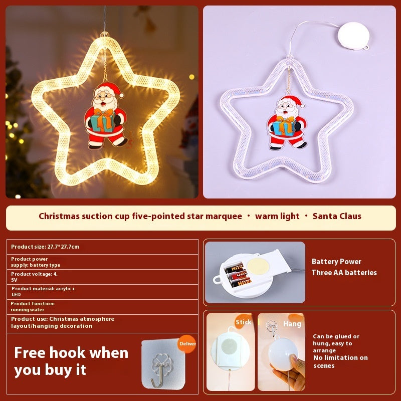 LED Christmas Star Pendant – Holiday Window & Door Decoration Santa Claus Battery Type Infinite Avenue