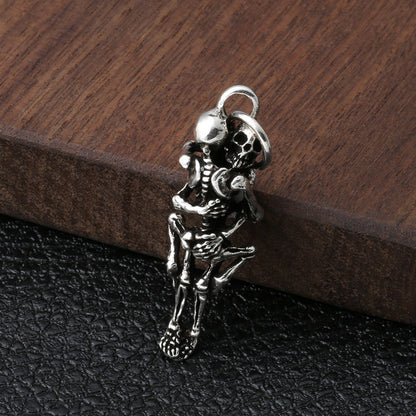 Personality Retro Skull Rock Punk Men And Women Pendant 2 Single Pendants 925 Silver Infinite Avenue