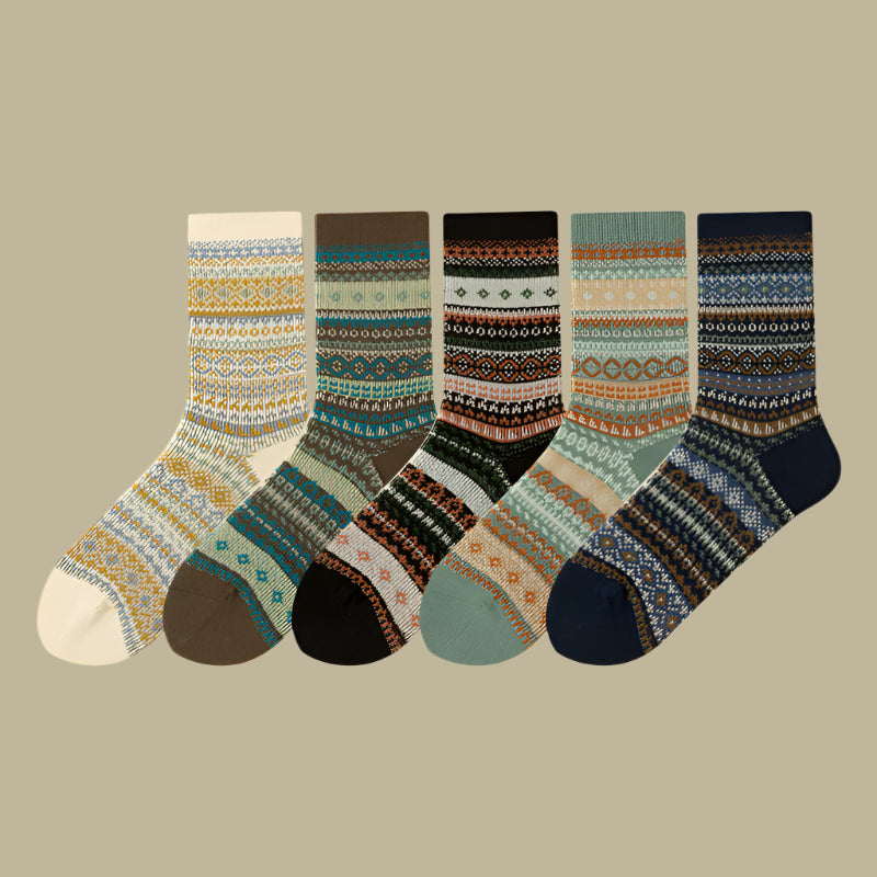 Retro Ethnic Rhombus Mid-Calf Socks Infinite Avenue