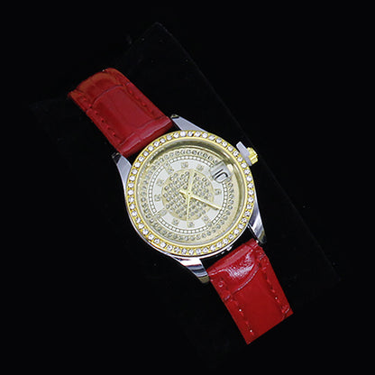 New Ladies Watch Good-looking Cross-border Valentine's Day Watch Jewelry Suit With Decoration White Face Red Band Watch Infinite Avenue