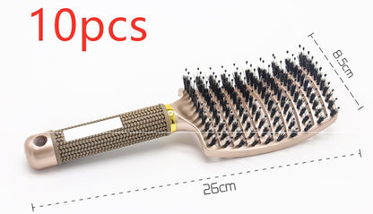 Hairbrush Anti Klit Brushy Haarborstel Women Detangler Hair Brush Bristle Nylon Scalp Massage Teaser Hair Brush Comb Gold Brush 10pcs Infinite Avenue