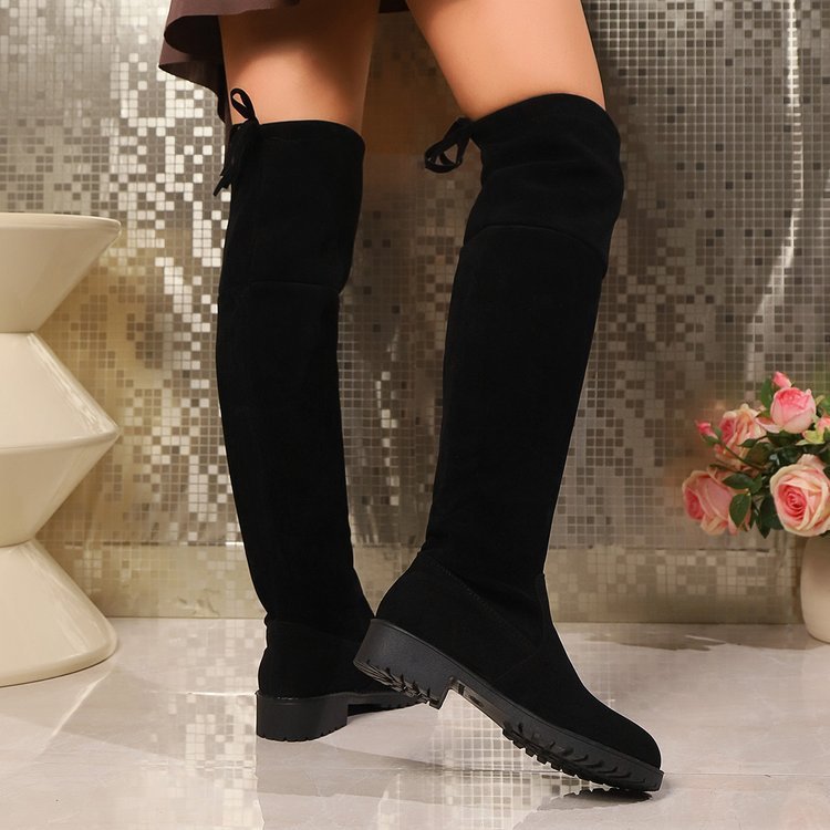 Women's High Platform Solid Color Fashion Boots Black Infinite Avenue