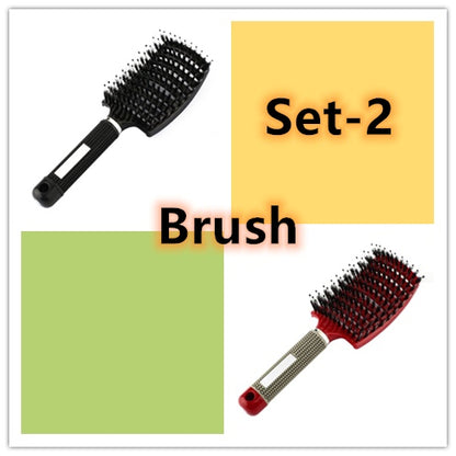 Hairbrush Anti Klit Brushy Haarborstel Women Detangler Hair Brush Bristle Nylon Scalp Massage Teaser Hair Brush Comb Set 2 Brush Set Infinite Avenue