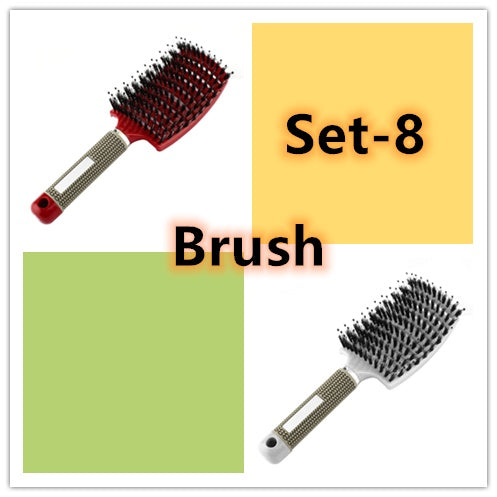 Hairbrush Anti Klit Brushy Haarborstel Women Detangler Hair Brush Bristle Nylon Scalp Massage Teaser Hair Brush Comb Set 8 Brush Set Infinite Avenue