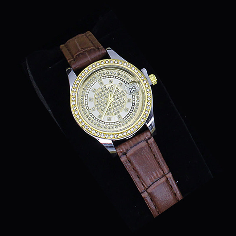 New Ladies Watch Good-looking Cross-border Valentine's Day Watch Jewelry Suit With Decoration White Brown Strap Watch Infinite Avenue