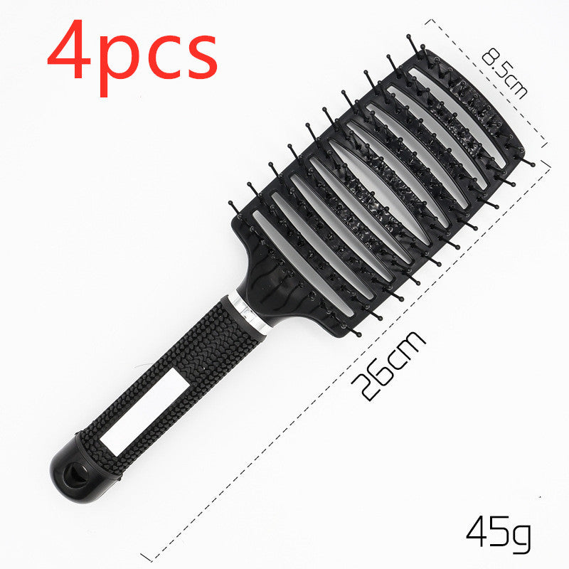 Hairbrush Anti Klit Brushy Haarborstel Women Detangler Hair Brush Bristle Nylon Scalp Massage Teaser Hair Brush Comb Black No brush 4pcs Infinite Avenue