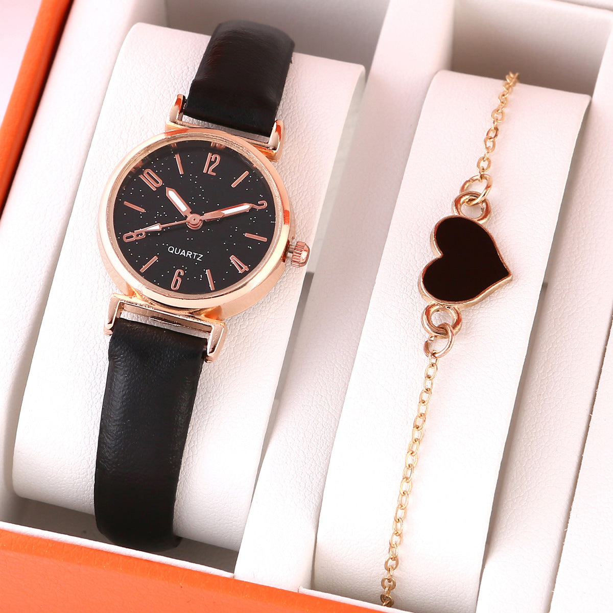 Lady Temperament Heart Bracelet Quartz Watch Suit Small Digital Bracelet Suit Infinite Avenue