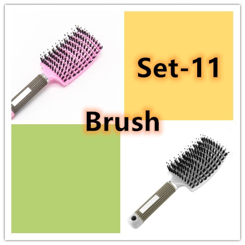 Hairbrush Anti Klit Brushy Haarborstel Women Detangler Hair Brush Bristle Nylon Scalp Massage Teaser Hair Brush Comb Set 11 Brush Set Infinite Avenue