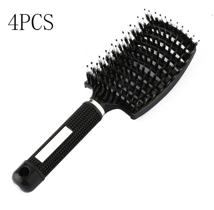 Hairbrush Anti Klit Brushy Haarborstel Women Detangler Hair Brush Bristle Nylon Scalp Massage Teaser Hair Brush Comb Black Brush 4pcs Infinite Avenue