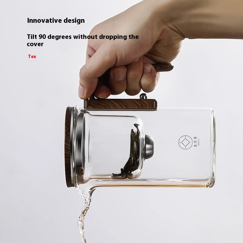 Magnetic Glass Teapot – One-Click Filtration with Wood Handle Infinite Avenue