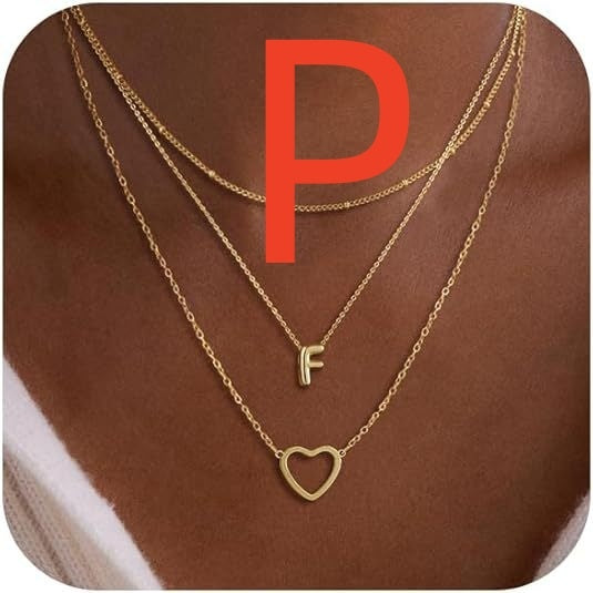 Bubble 26 Letter Necklace Stainless Steel Multi-layer Initial Letter Safety Pin Style 4 P Infinite Avenue