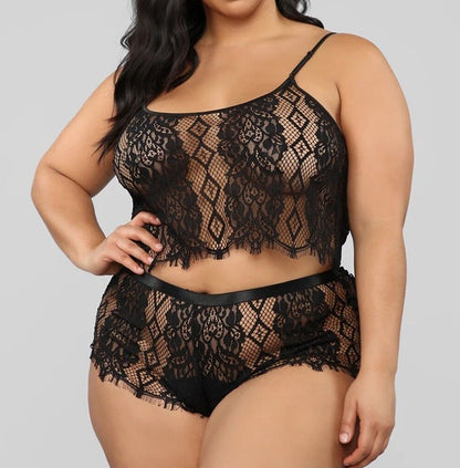 Two Piece Underwear Lace Plus Size Fat Woman