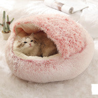 2 In 1 Dog And Cat Bed Pet Winter Bed Round Plush Warm Bed House Soft Long Plush Pets Bed Pet Products Infinite Avenue