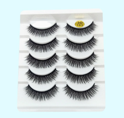 3D Mink False Eyelashes – 5 Pairs with Soft Cotton Band 3D103 Infinite Avenue