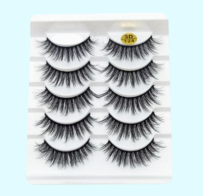 3D Mink False Eyelashes – 5 Pairs with Soft Cotton Band 3D124 Infinite Avenue