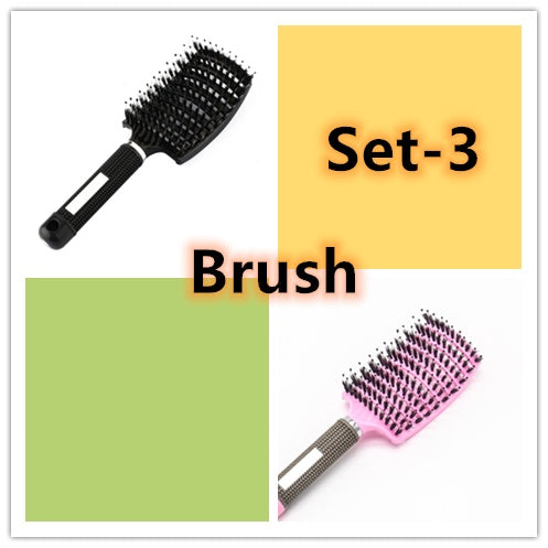 Hairbrush Anti Klit Brushy Haarborstel Women Detangler Hair Brush Bristle Nylon Scalp Massage Teaser Hair Brush Comb Set 3 Brush Set Infinite Avenue