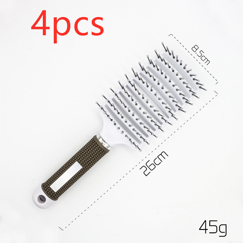 Hairbrush Anti Klit Brushy Haarborstel Women Detangler Hair Brush Bristle Nylon Scalp Massage Teaser Hair Brush Comb White No brush 4pcs Infinite Avenue